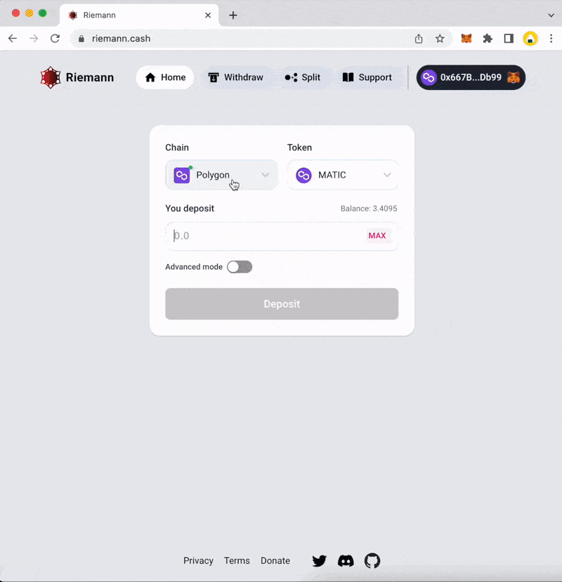 RiemannCash Deposit Demo